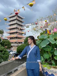 Pháp Phục Mẫu Tim Viền Xéo, chất vải kate, mịn mát